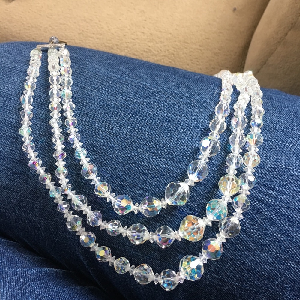 Aurora borealis Vintage glass necklace